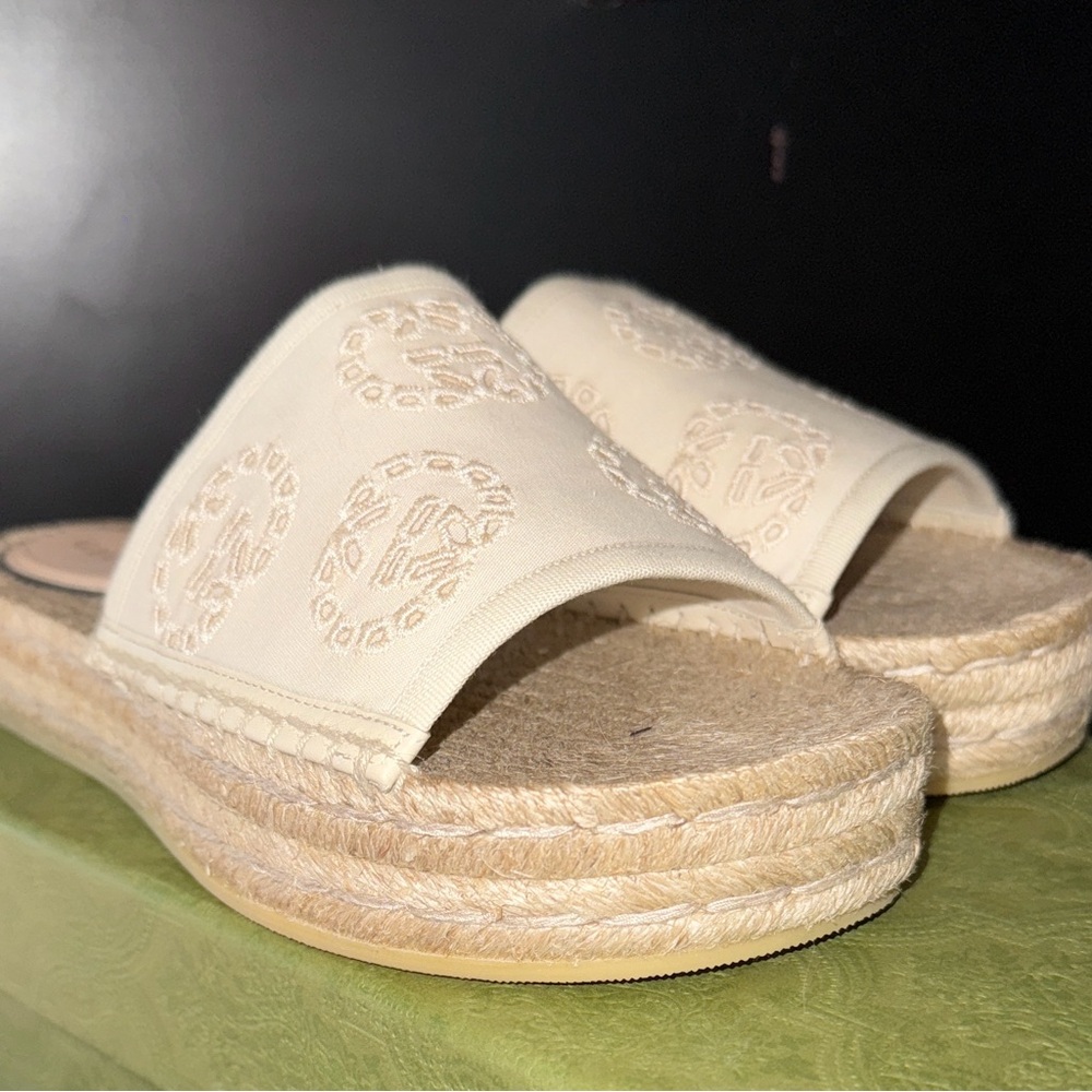Gucci Greggio/Raw Nat/Ivoi Cream Platform Slide Sandals - Picture 11 of 13